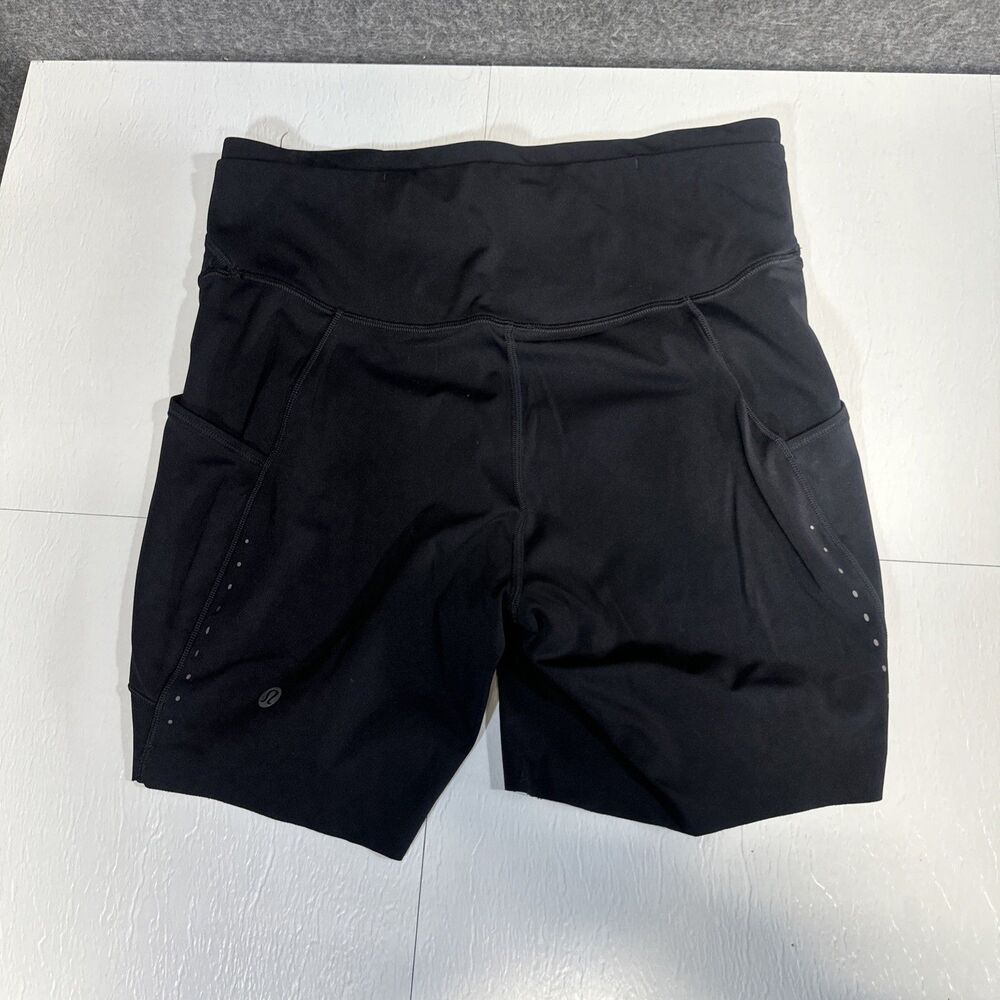 LULULEMON FAST and FREE Women’s 8 Black High Rise Stretch Pocket 6" Biker Shorts